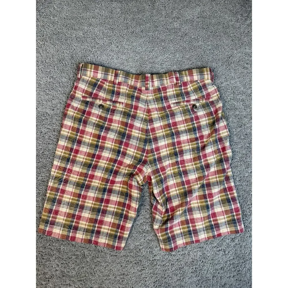 Brooks Brothers Shorts Mens 34 Multicolor Madras Plaid Chino Cotton 11 In Inseam